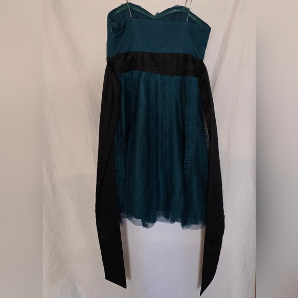 Max & Cleo Dark Jade Sophia Strapless Sweetheart Dress Size 2 Ruffle Tulle - Picture 15 of 16